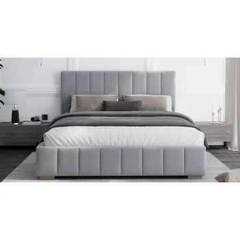 Postel Čalouněná postel AUSTIN 90x200 cm Světle šedá Paris s úložným prostorem kovový rošt