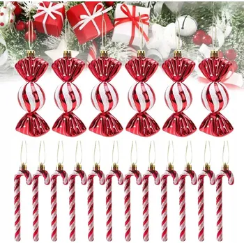 Vánoční dekorace VÁNOČNÍ BAŇKY BONBÓNY 18 KS VÁNOČNÍ DEKORACE