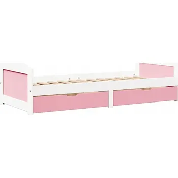 Ložnice Jednolůžková postel imitace dřeva VidaXL 90x200 cm bílá, odstíny růžové