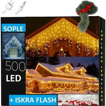 Obraz Světelný závěs rampouchy 500 LED teplá bílá s efektem blesku IP44