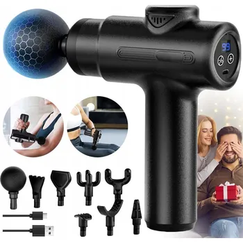 Masážní přístroj MASÁŽNÍ PISTOLE MASSAGE GUN MASÁŽNÍ PŘÍSTROJ NA ZÁDA PŘENOSNÁ 99 RYCHLOST 1500 MAH