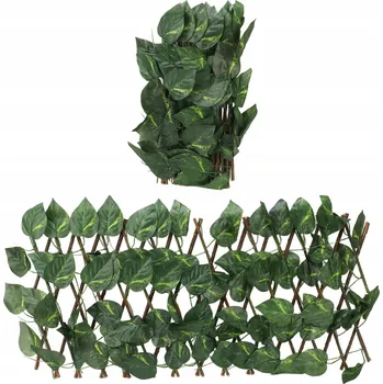 Obraz Mřížka, zástěna na TERASA BALKON s prolamovaným vzorem a umělými listy břečťanu, 290 x 60 cm