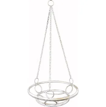 Květináč Závěsný KVĚTINÁČ na řetězech kovový na květiny květináče VINTAGE bílý