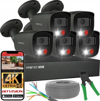 IP kamera Sada pro monitoring 4 kamery 4K IP PoE venkovní s mikrofony, grafitová