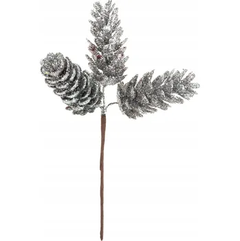 Vánoční dekorace ŠIŠKY ŠIŠKA NA DRÁTKU 3 KS. STŘÍBRNÉ NA VÁNOČNÍ STROMČEK, TŘPYTKY K DEKORACI