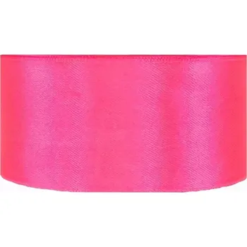 Stuha Saténová stuha oboustranná 25m x 38mm neonová růžová