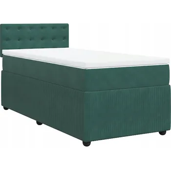 Postel Kontinentální postel tmavě zelená 200 x 100 x 100,5 cm s matrací a topperem