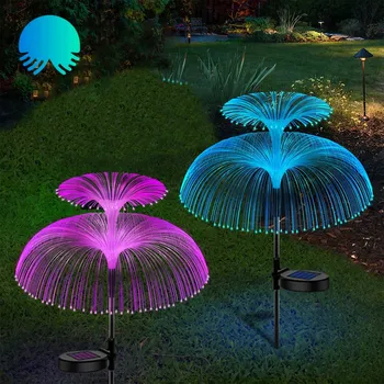Venkovní osvětlení 2x SOLÁRNÍ LAMPA MEDÚZA LED MULTIKOLOR ZAPICHOVACÍ SVĚTLO SVĚTELNÉ VLÁKNO JELLYFISH