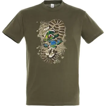 Pánské tričko panske-levne-bavlnene-tricko-digi-potisk-stopa-smoula Barva: Khaki, velikost: M