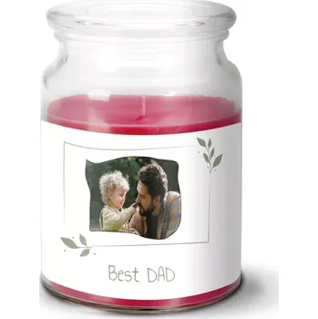 Svíčka Sablio Vonná svíčka s fotkou v dóze s vůní pomeranče jablka a skořice MAXI: 500 g