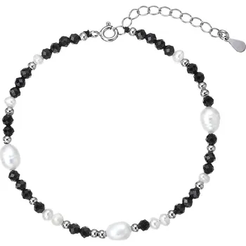 Náramek EVOLUTION GROUP CZ Stříbrný náramek s perlami a spinely - 13113.3