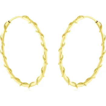 Náušnice GEMMAX Zlaté kruhy Ø 35 mm - gravírované s oplétáním, hranatý profil – zlatý šperk ryzosti 585/1000 v Dárkovém balení s Certifikátem GLEYN-35-02875