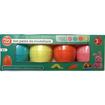 Modelovací hmota PLAYTIVE Modelína barevná modelína ve tvaru VAJÍČKA 75g 4 ks (10/G-386)