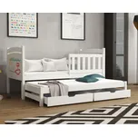 Dětská postel z masivu borovice SABINA s přistýlkou a šuplíky - 200x90 cm - BÍLÁ