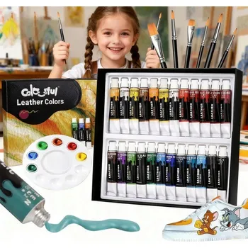 Speciální výtvarná barva Barvy na Textil Oblečení Bot Obuvi Sada Barev 24x12 ml + Štětec