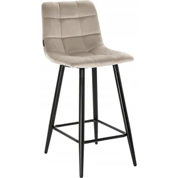 Barová židle Barová Židle barová židle béžová velurová s opěrkou do kuchyně - TORE 65cm