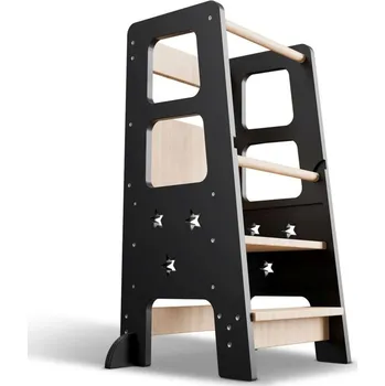 učicí věž Rostoucí dětská učící věž, černá, výškově přizpůsobitelná