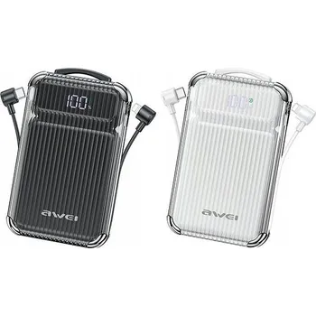 Powerbanka AWEI PowerBank P89K 10000mAh 22,5W černý/černá + kabely PD/Lightning