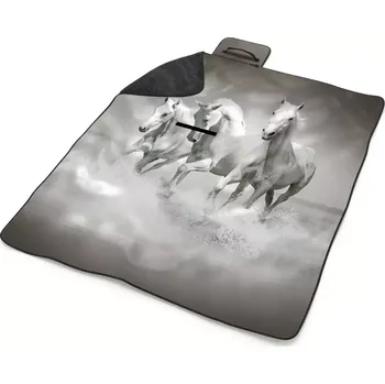 deka Sablio Plážová deka Bílí koně: 200x140 cm