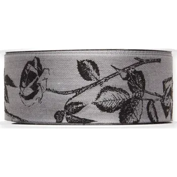 Stuha Smuteční stuha růže šedá 40mm x 18m