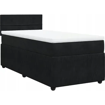 Postel Kontinentální postel černá 200 x 80 x 100,5 cm s matrací a topperem