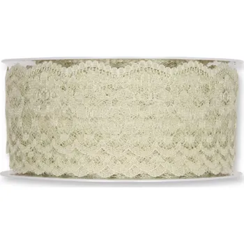 Stuha Krajková stuha květovaná zelená 37mm x 15m
