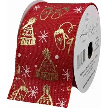 Stuha Stuha jutová s drátkem červená vánoční zimní čepice 9.1 m