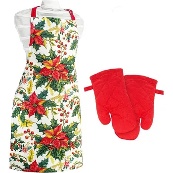 Kuchyňská zástěra ARÔME HOME Dětská sada – zástěra a chňapka 50*70 + 10*22 cm, Vánoční hvězda