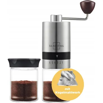 Příprava kávy Ruční mlýnek Silberthal, kovový, stříbrný