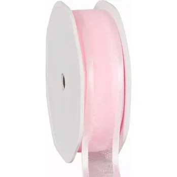 Stuha Organza se saténovým lemem 25 mm x 25 m růžová