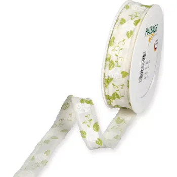 Stuha Potištěná stuha růže bílá 18mm x 20m