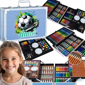 Výtvarná sada UMĚLECKÁ SADA NA MALOVÁNÍ MÍČ MEDVÍDEK DÁREK PRO DÍTĚ JMÉNO FOTBALISTY