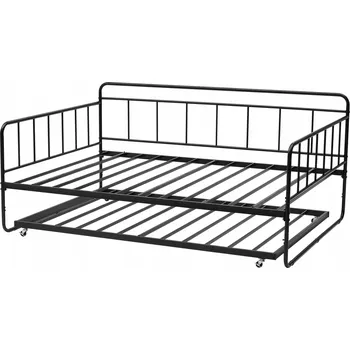 Postel Kovová postel plné velikosti s výsuvnou přistýlkou