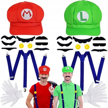 Karnevalový kostým Sada KOSTÝM PŘEVLEK SUPER Mario Luigi, kostým Bros Cosplay PREMIUM
