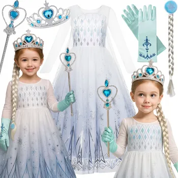 Karnevalový kostým KOSTÝM ŠATY ELSA LEDOVÉ KRÁLOVSTVÍ NA KARNEVALOVÝ PLES 134 140