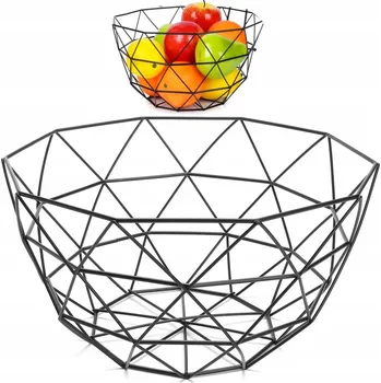 Úložný box KOŠÍK KOVOVÝ ČERNÝ DRÁTĚNÝ NA OVOCE ZELENINU OZDOBNÝ KOŠ DEKORATIVNÍ