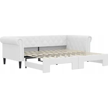 Pohovka VidaXL Rozkládací pohovka, bílá, 90x200 cm, umělá kůže