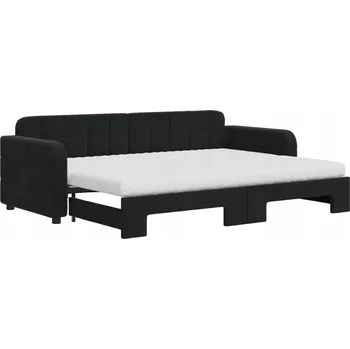 Postel Válenda s přistýlkou a matracemi černá 80 x 200 cm samet