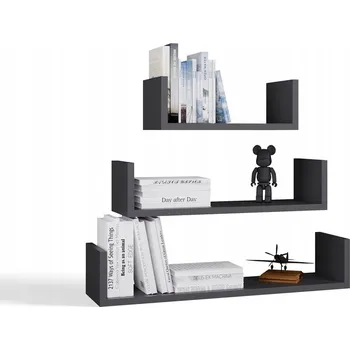 police ZÁVĚSNÁ POLICE MOBI 3P SADA 3x – MODERNÍ NÁSTĚNNÉ POLICE ANTRACIT