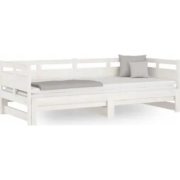 Postel Rozkládací postel, bílá, masivní borovicové dřevo, 2x(80x200) cm