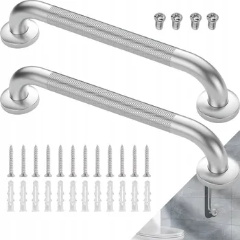 Madlo do koupelny KOUPELNOVÉ MADLO DRŽÁK TYČ 400mm STŘÍBRNÉ DVEŘNÍ MADLO OCEL