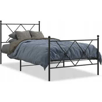 Postel Černý kovový rám postele 196 x 95 x 90,5 cm s čelem