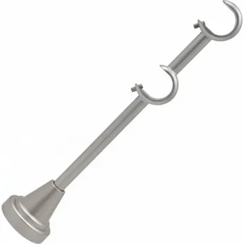 Příslušenství pro garnýž DRŽÁK NA ZÁCLONOVOU TYČ DVOJITÝ 19 mm KOVOVÝ STŘÍBRNÝ SATÉN