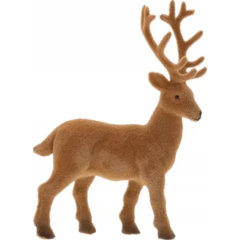 Vánoce Hnědý, vločkovaný sob, vánoční figurka, dárek pod stromeček, 20x14 cm