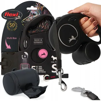 Vodítko pro psa VODÍTKO PRO PSA KOČKU DO 15kg 5m PÁSEK ZÁSOBNÍK SÁČKY na Psí Exkrementy 3v1