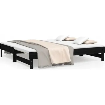 Postel Výsuvná postel černá 2x (90 x 190) cm masivní borovice Černý 823393