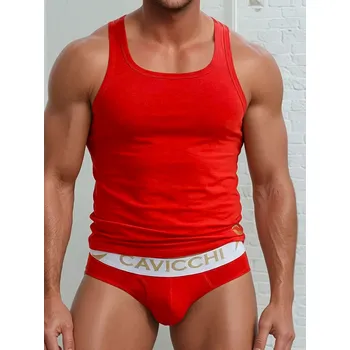 Boxerky Pánské Spodní Prádlo SET Tílko - Slipy Cavicchi 2025/021 00074 luxusní červené pánské spodní prádlo Roberto Martinelli Velikost: XL
