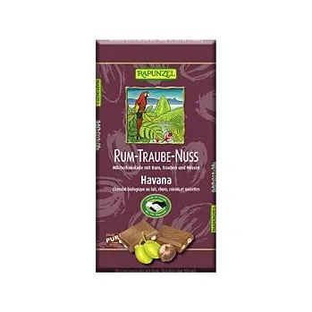 Čokoláda Rapunzel Mléčná čokoláda Rum-hrozny-ořech 100g bio BIO VEGETARIAN BEZLEPEK Množství: 1 ks