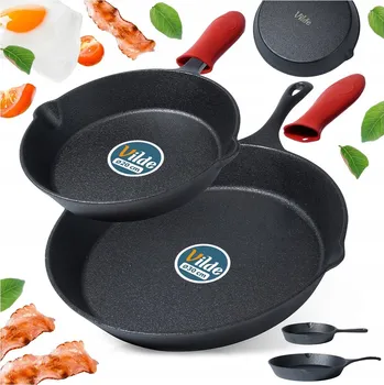 Pánev 2x Litinová pánev na plyn, indukci, gril, ohniště, do trouby 20+30 cm