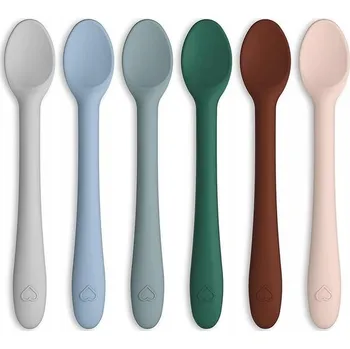 Příbor Sada 6 Ks silikonových lžiček pro děti, kojenecké lžičky na krmení, boho styl